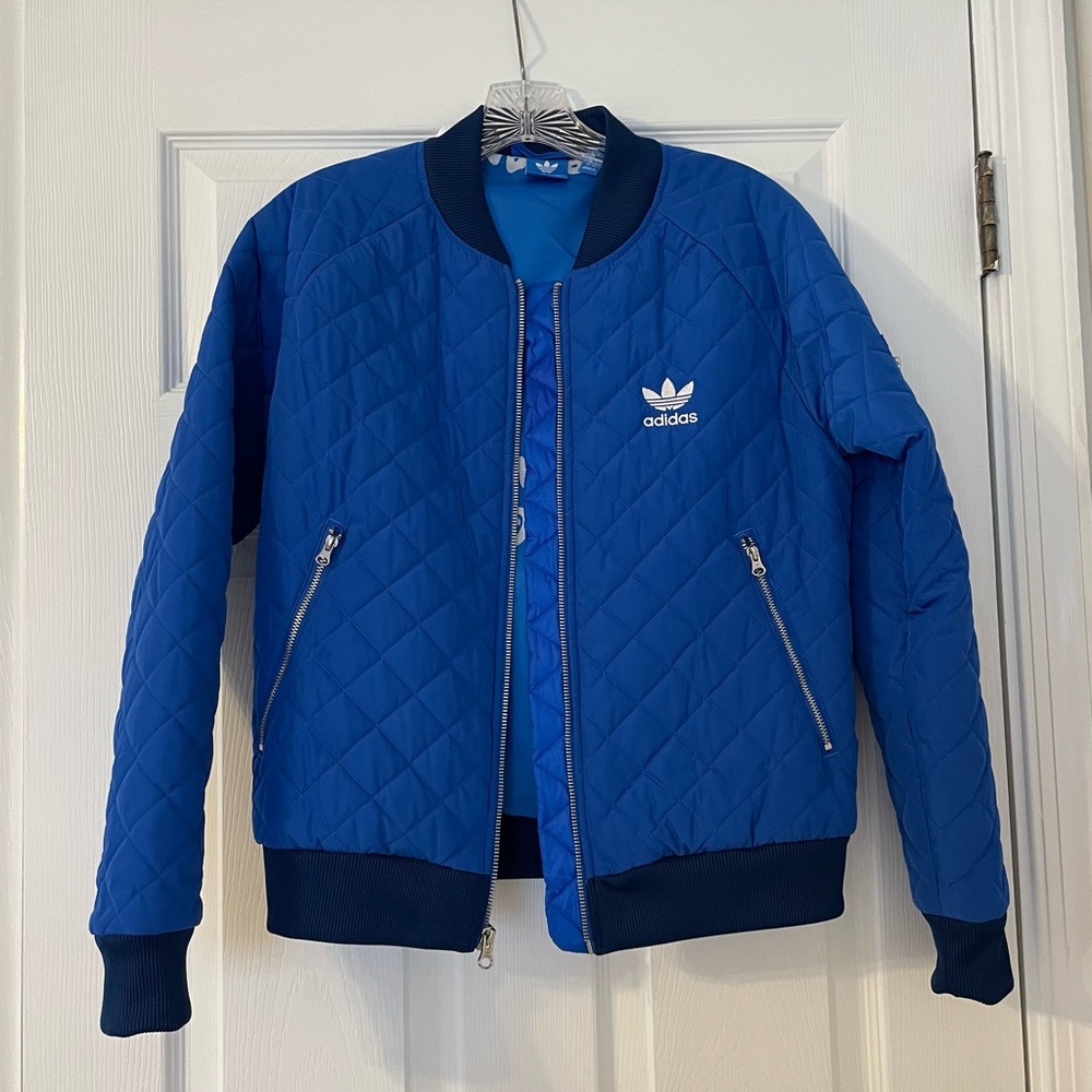 ADIDAS ORIGINALS Blue Quilted Bomber Jacket NWOT